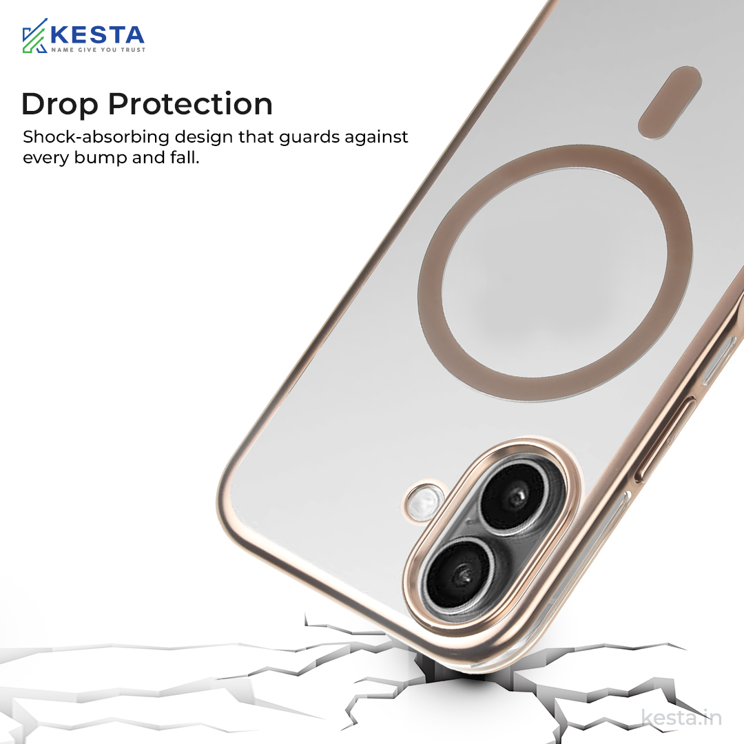 iPhone 16 Cover - Notify Popup Gold Transparent Case (Camera Sink Protection & Wireless Charging Optimized)